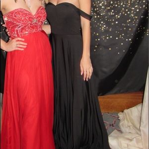 Black off the shoulder prom dress